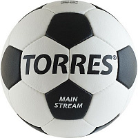 Мяч футб. "TORRES Main Stream" F30184 р.4 32п. PU 4 подк.слоя руч. сшивка, бело-чёрный 